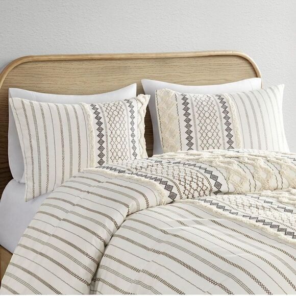 New! INK+IVY Imani 100% Cotton Duvet Mid Century Modern Design 3 Piece - Picture 3 of 16